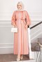 Pastel Striped Belted Dress Salmon - 5