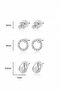 Silver Color Modern Themed Minimal 3-Piece Earring Set - 8