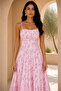 Women's Thin Strap Floral Patterned Midi Dress - Powder Pink - 2