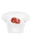 Women's Pomegranate Printed Cotton Lycra Crop White - 2