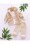 Baby Girl Winter Fur Cardigan 3-Piece Newborn Set for 0-3-6-9 Months