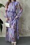 Lilac Floral Patterned Chiffon Dress - 3