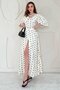 Beige Polka Dot Dress with Belt - 3