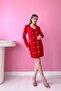 Red gold buttoned jacket dress - 2