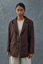 Brown Pocket Detailed Blazer Suede Jacket - 3