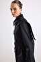 Removable Scarf Water-Repellent Trench Coat Black 6887 - 6