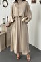 Ecru Jacquard Satin Dress - 3