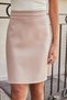 High Waist Lightweight Lycra Fabric Knee Length Bell Skirt-Powder - 6