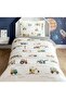 Ranforce -Work Zone Blue- Single Duvet Cover Set with Elastic Sheets - 3