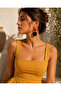 Geometric Dangle Earrings – Mustard, Red and Black Leather - 2