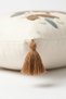 Tomurcuk |   Botanical Branch and Leaf Motif Punch Embroidered Tasseled Cotton Throw Pillow Cover 35X55 cm - 7