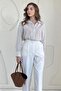 Beige Relaxed Cut Shirt with Stripe Detail