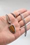 Tiger's Eye Stone Necklace Stainless Steel Chain 902903 - 4