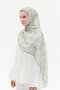 Crispy Floral Pattern Soft Cotton Shawl - Green - 2