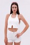 Ecru Halter Neck Camisole Crop – Summer Top with Front Slit Detail