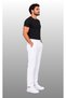 Men's Elastic Waist White, Navy Blue, Black Lycra Waistband Fabric Doctor Medical Single Bottom Trousers - 3