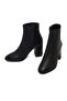 Women's Black Zippered Thick Heeled Leather Boots Wf210010Dv - 5