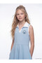 Blue Polo Collar Lilo & Stitch Embroidered Girls' Dress