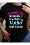تي شيرت أسود بطباعة جرافيكية بعبارة "Goodbye Middle Hello High Back To School" - 7