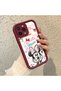 iPhone 15 Pro Compatible Case Camera Protector Minnie Pattern Claret Red Lover Couple Silicone Phone Case - 2
