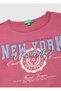 Girl's Fuchsia Long Sleeve Crew Neck T-Shirt with Front Print - 3