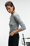 Querida women's round neck hair braided regular fit knitwear grey melange sweater - 4