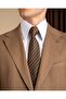 Slim Fit Men's Mono Collar Bag Pocket Linen Fabric Jacket Pants Suit Coffee T20111-03 - 2