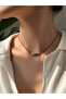 Red String Adjustable Gold Rose Elephant Figured Necklace with Green Bead Detail - 3