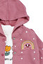 Baby Girl White Plum Tulip Rainbow Patterned Cardigan 3-Piece Set - 4