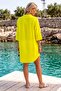 Yellow Hakim Collar 3/4 Sleeve Buttoned Pocketed Slim Casual Cotton Woven Shirt Dress 85 59 - 8