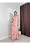 Women's Floral Patterned V-Neck Cut Out Detailed Strappy A-Line Maxi Dress - 2