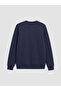 Ozmarka New Season Navy Blue Crew Neck Printed Men's Sweatshirt - 2