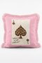 Pink Leopard Billiards and Playing Cards Themed Set of 4 Fringed Throw Pillow Covers - 5