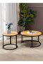 2Piece Nesting Coffee Table Set - Round MDF Side Tables with Iron Frame - 2