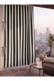 Balcony Curtain with Width and Length Options, Lace-Up Balcony Tarpaulin, Gray and White Stripe Pattern - 2
