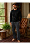 Men's Long Sleeve Pajama Set with Arma Detail, 100% Cotton - 2