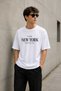 Unisex Black Oversize T-Shirt Short Sleeve Summer Combed Cotton Summer T-Shirt Minimal New York Printed Black Oversize T-Shirt - 6