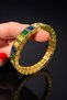 Bym Gold Emerald Navy Blue Stone Domino Anti Allergic Non Tarnish Women's Bracelet - 3