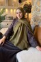 Line Gg Pattern Aura Cotton Jacquard Shawl Army Green - 2