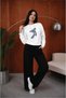 Women's Pearl Necklace Ribbon Printed Comfortable Fit Crew Neck White Sweatshirt - 3