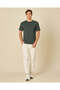 Men Olive Plain T-Shirt - 2