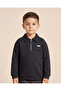 Boys Black Zipper Polo T-Shirt