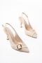 Zri̇n-1151 Premium Beige Daily Open-Back Heeled Shoes 11 cm - 4