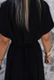 Black Brooch Detail Waist Tie Dress - 4