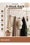5-Piece Door Hanger - Black and White with Wooden Knobs - 50X14X5 cm - 3