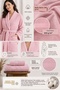 Women's Bathrobe Set 100% Cotton Certified 3-Piece Shawl Collar Bathrobe and Towel Set - Pink - 5