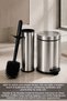 2-Piece Bathroom Set - Silicone Tipped Toilet Bowl Brush and Pedal Metal Trash Can with Inner Bucket 3L Chrome - 2