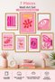 Pink Frame Look 7-Piece Painting Set – Coquette, Butterfly, Ibiza Aesthetic Wall Decor