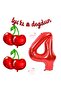Rönesans Happy Birthday Written Cherry Number Themed Birthday Set Age-4
