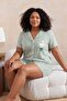 Mint Printed Shirt Collar Knitted Shirt Collar Plus Size Pajama Set Tbbss26Ai00085 - 2